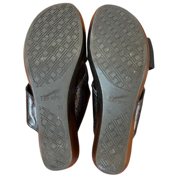 Dansko Black Ava Slide Sandals Elastic Wedge Heel Women's 39 EU / 8.5-9 US - Picture 7 of 7